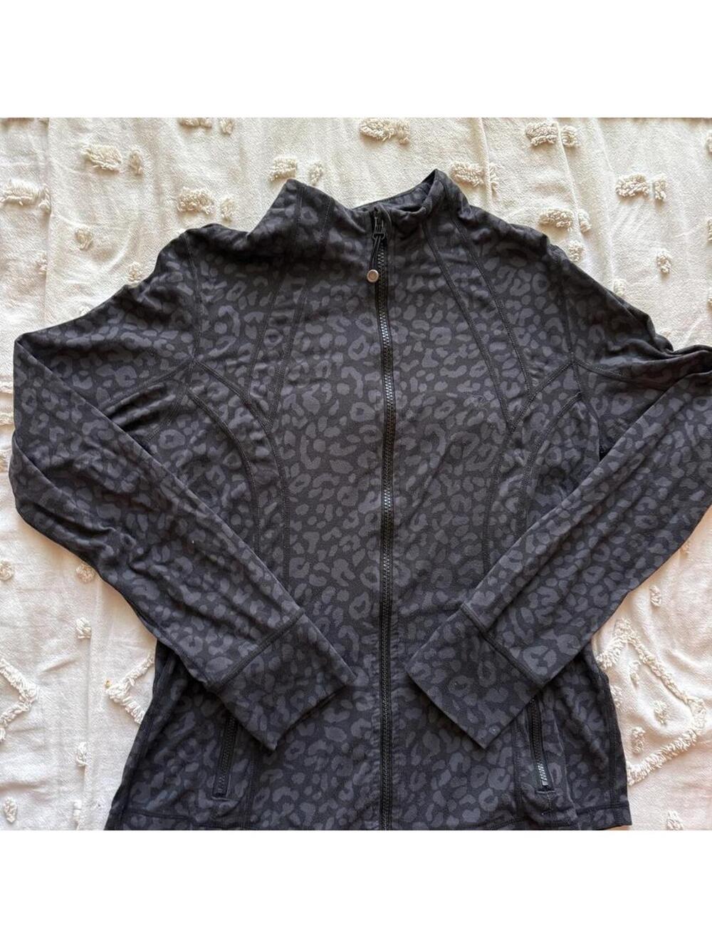 Member's Mark Zen Active Jacket Black Gray Leopard Print Size L